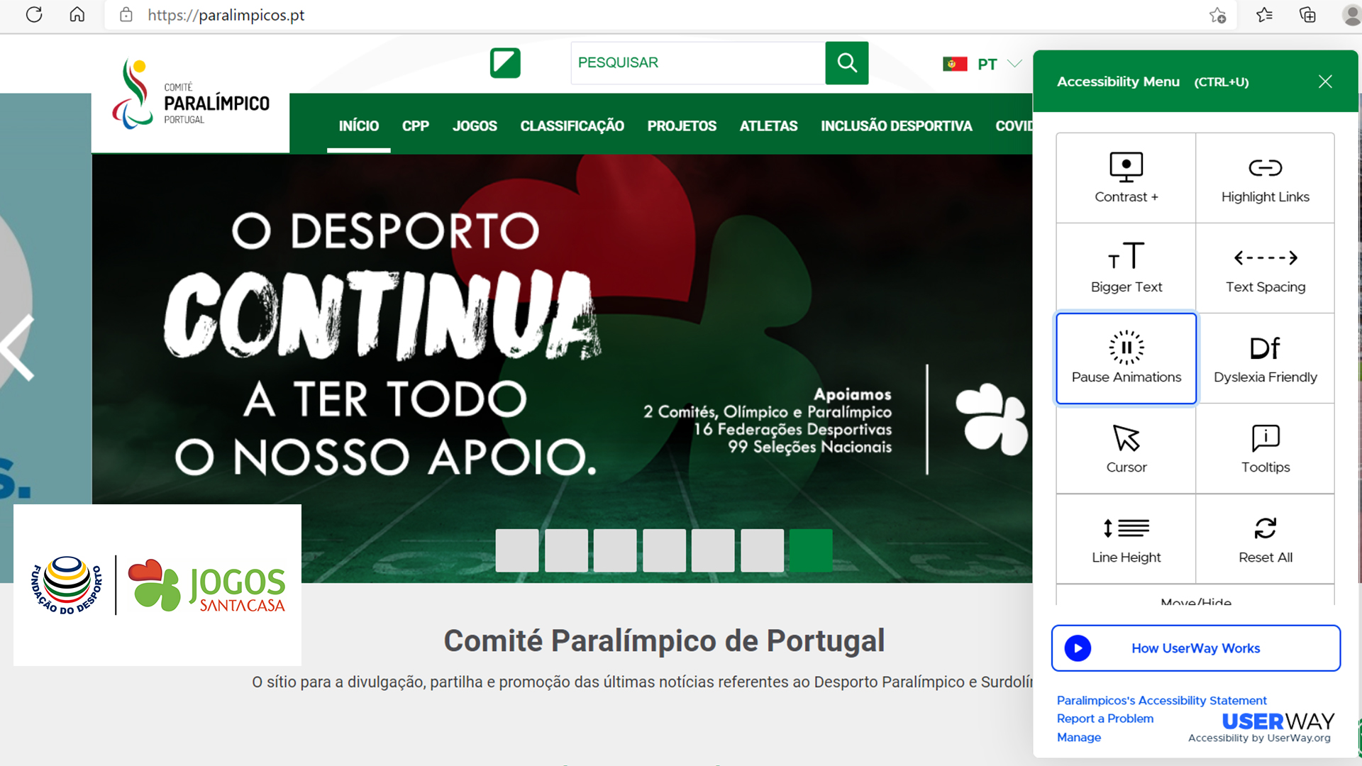Fundação do Desporto e Jogos Santa Casa apoiam modernização do website paralímpicos.pt